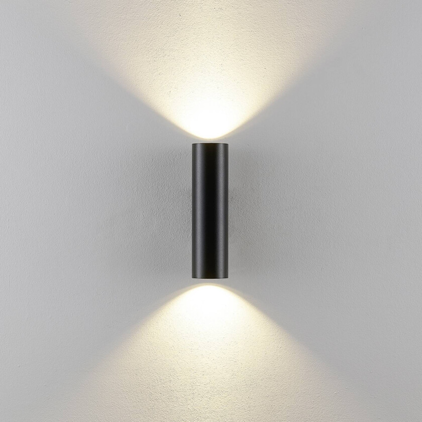 CAN vegglampe, svart, 2 lyskilder, høyde 22 cm, metall, GU10