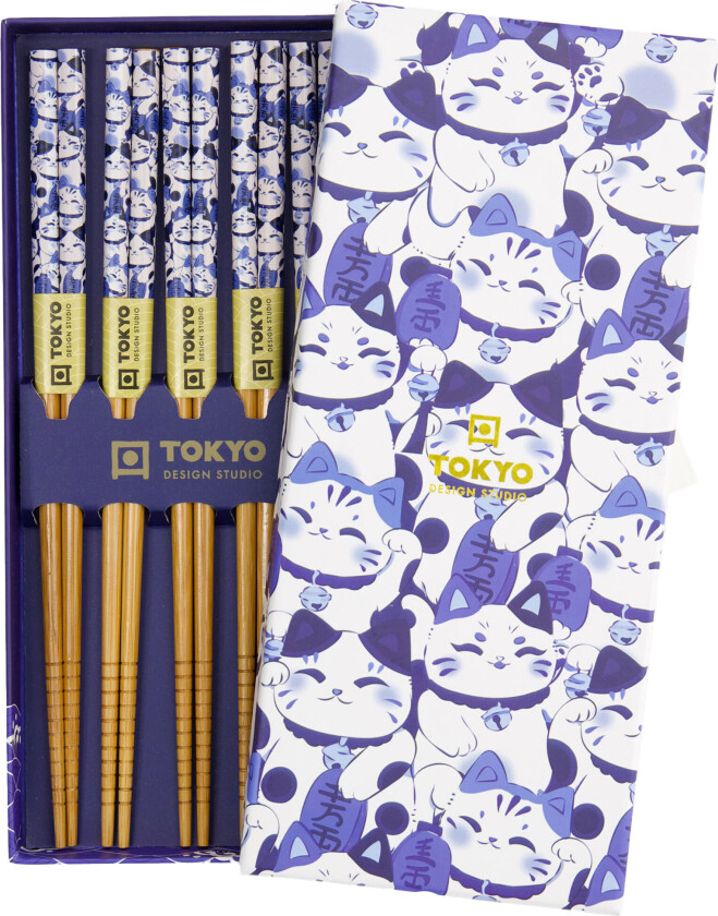 Tokyo Design Studio Sett lykkekatt spisepinner, 5-pakning