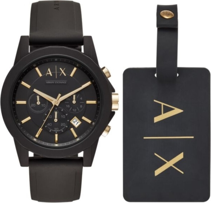 Luggage Gift Set AX7105 - Kvarts - Sort - Herreklokker - Silikon - Mineral