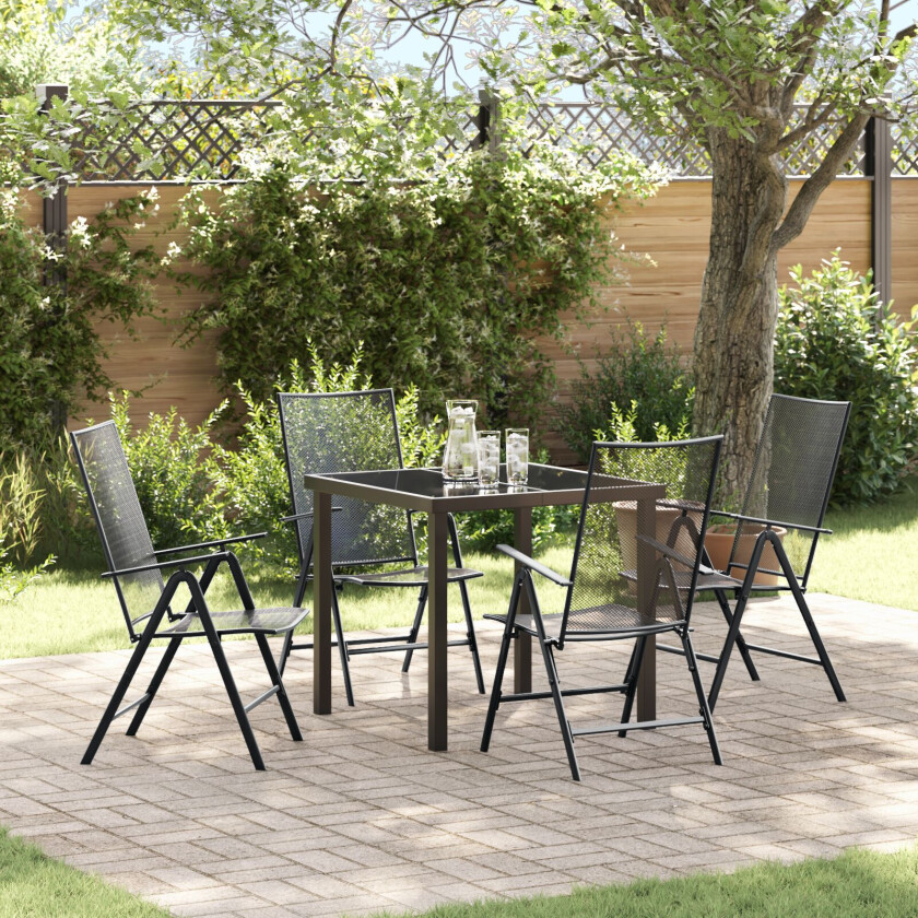 5-Delt Hage Spisestuesett i Antrasitt Stål