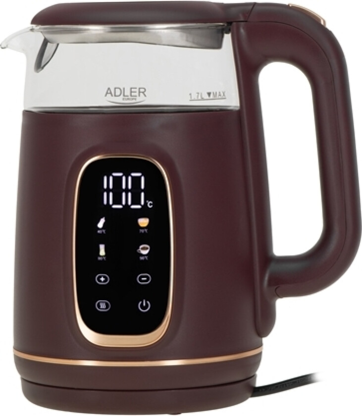 Led-Glass Vannkoker Med Temperaturkontroll, 1,7L