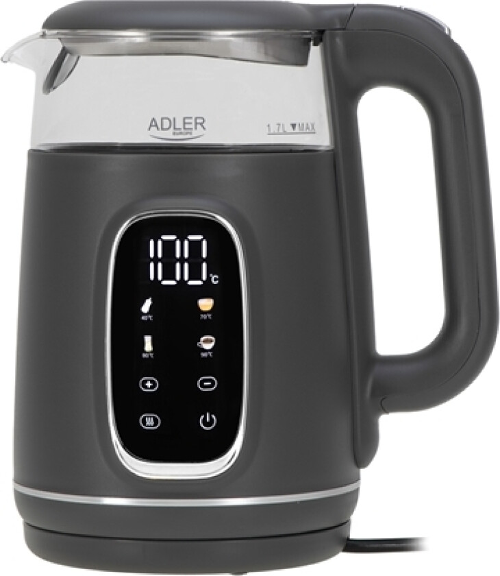 Led-Glass Vannkoker Med Temperaturkontroll, 1,7L