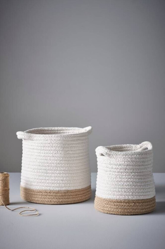 oppbevaringskurv 2 deler Naturhvit/Beige