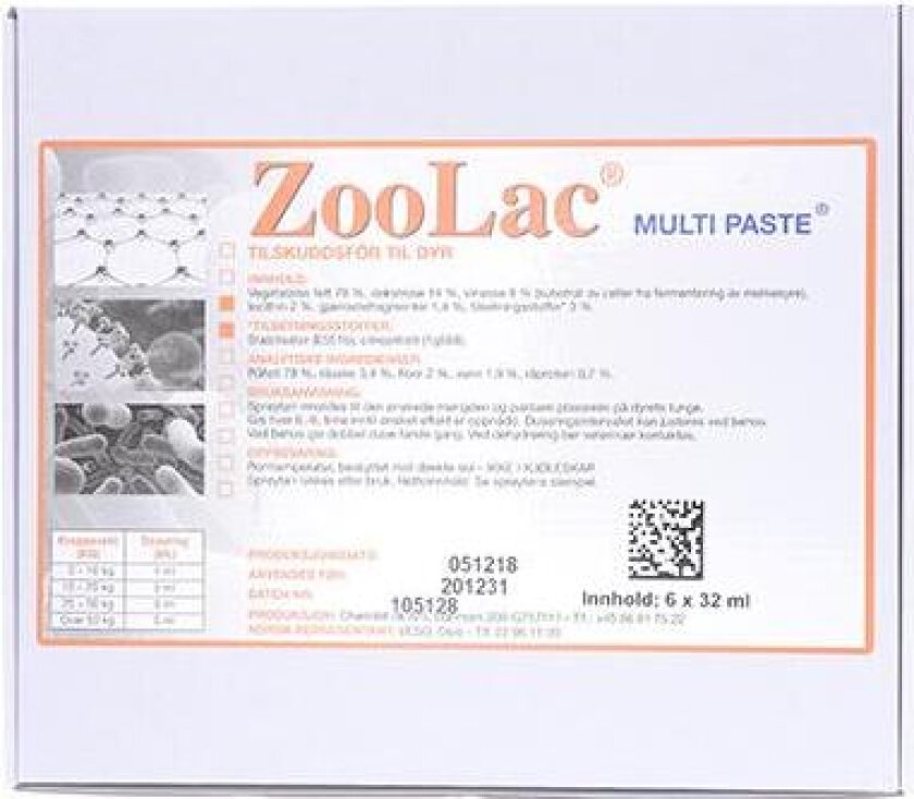 ZooLac Multi Paste tilskuddsfôr til dyr 6x32 ml