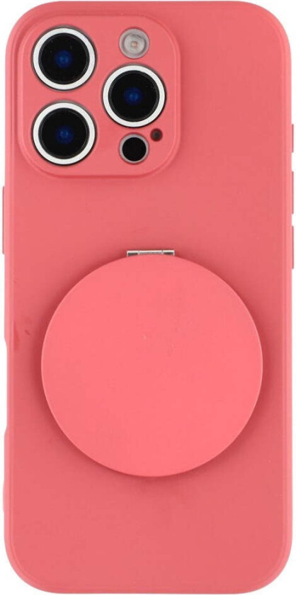 iPhone 16 Pro Hybrid Deksel inkl. Støtte med Speil - Korallrød