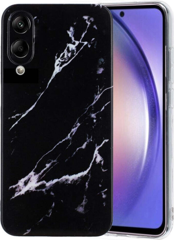 Samsung Galaxy S25 Edge Fleksibelt Plast Deksel m. Marmormønster - Svart