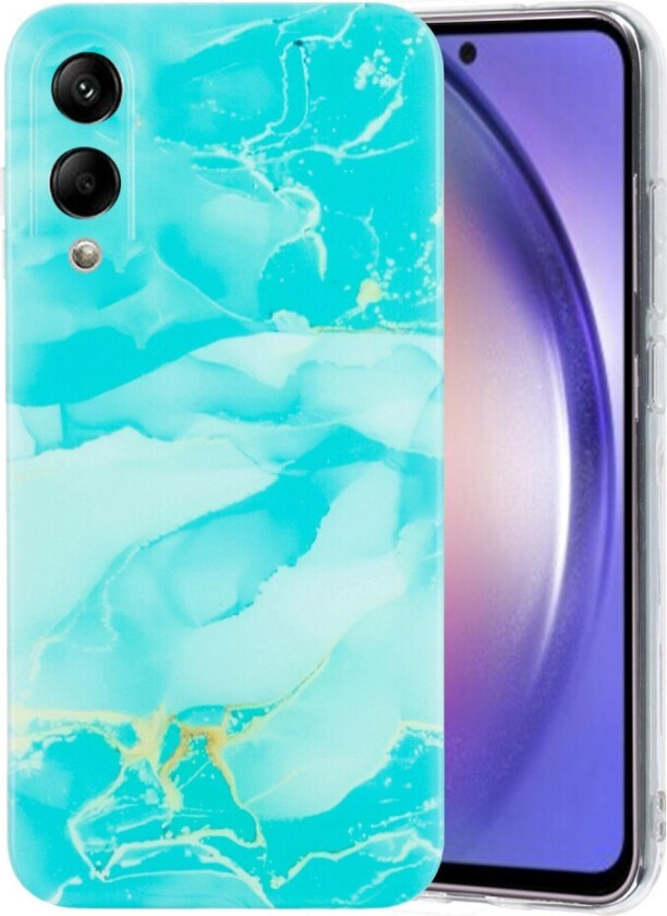 Samsung Galaxy S25 Edge Fleksibelt Plast Deksel m. Marmormønster - Turkis