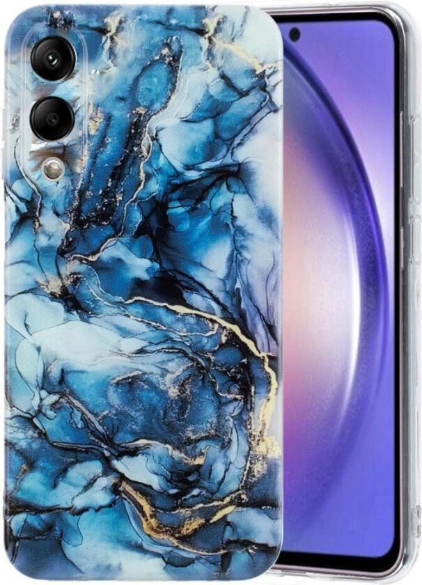 Samsung Galaxy S25 Edge Fleksibelt Plast Deksel m. Marmormønster - Blå