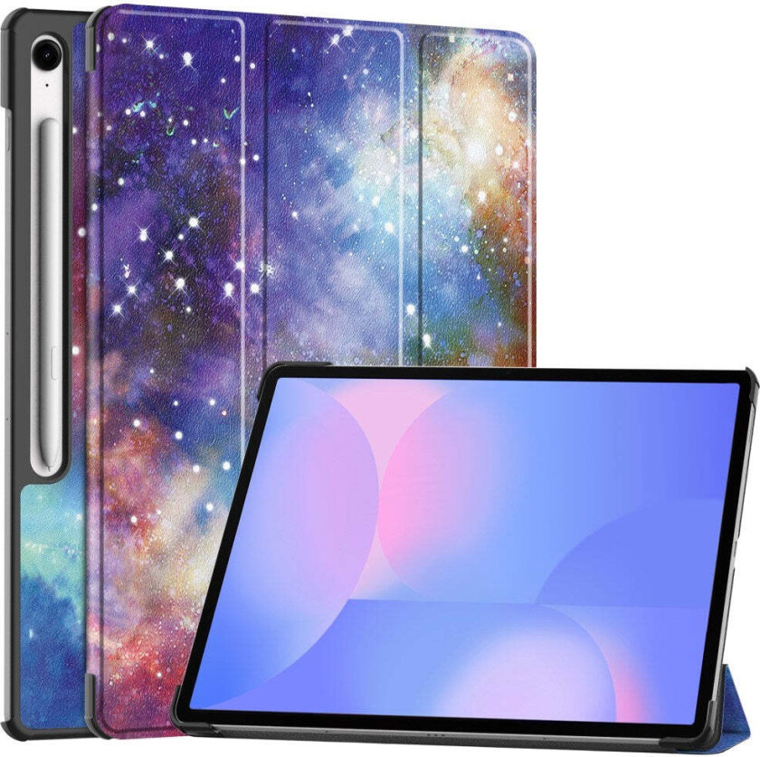 Samsung Galaxy Tab S10 FE+ (Plus) Tri-Fold Kunstskinn Flip Deksel m. Mønster - Galakse