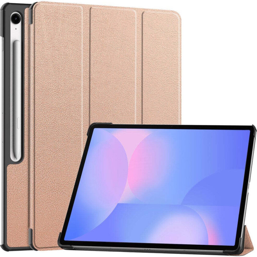 Samsung Galaxy Tab S10 FE+ (Plus) Kunstskinn Flip Deksel m. Stativfunksjon & Pencil Holder - Rose Gold