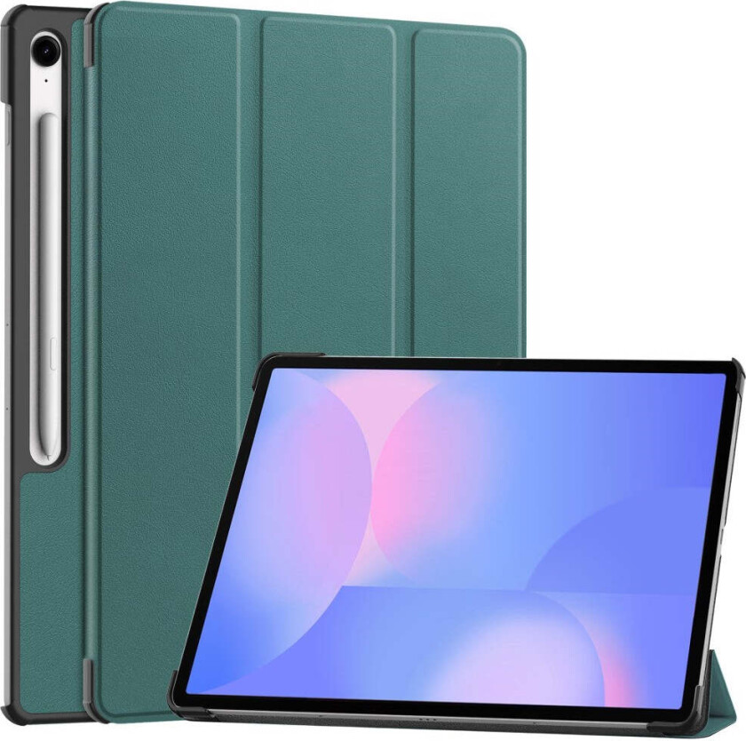 Samsung Galaxy Tab S10 FE+ (Plus) Kunstskinn Flip Deksel m. Stativfunksjon & Pencil Holder - Grønn