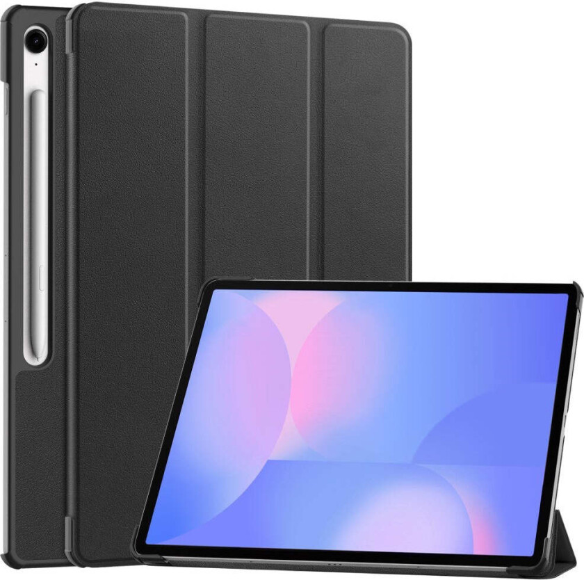 Samsung Galaxy Tab S10 FE+ (Plus) Kunstskinn Flip Deksel m. Stativfunksjon & Pencil Holder - Svart