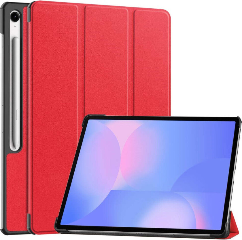 Samsung Galaxy Tab S10 FE+ (Plus) Kunstskinn Flip Deksel m. Stativfunksjon & Pencil Holder - Rød