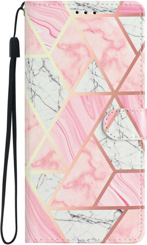 Samsung Galaxy S25+ (Plus) Flip Deksel med Kortholder & Reim - Rosa Marmor