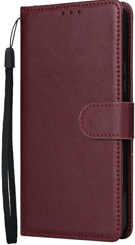 Samsung Galaxy S25+ (Plus) / S24+ (Plus) Flip Deksel i Kunstskinn med Lommebok og Stropp - Mørk Brun