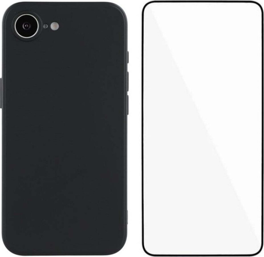iPhone 16e Beskyttelsessett med Fleksibelt Plast Deksel & Skjermbeskytter - Svart