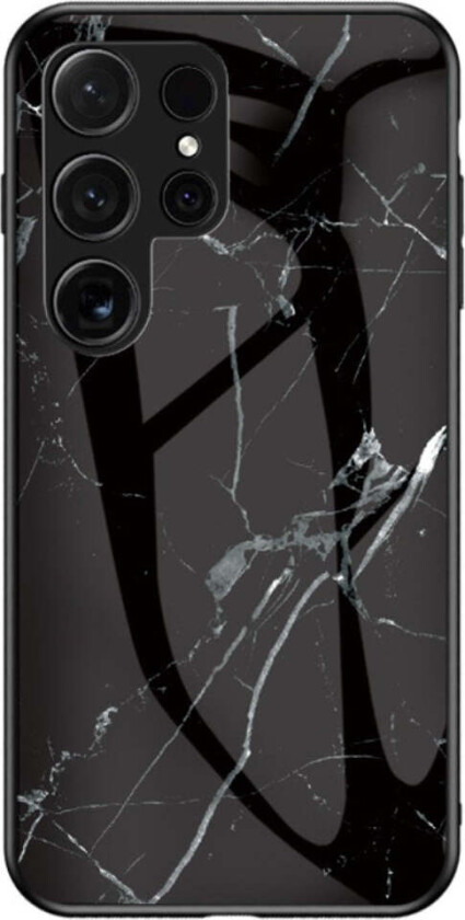 Samsung Galaxy S25 Ultra Hybrid Marmor Deksel m. Glass Bakside - Svart
