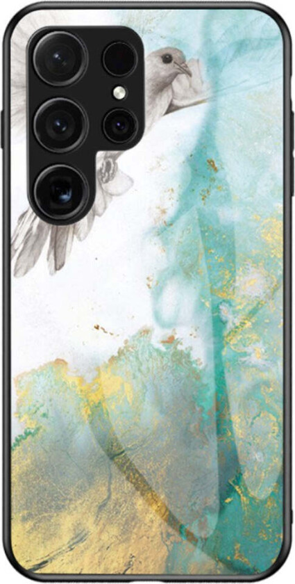 Samsung Galaxy S25 Ultra Hybrid Marmor Deksel m. Glass Bakside - Blå / Gull