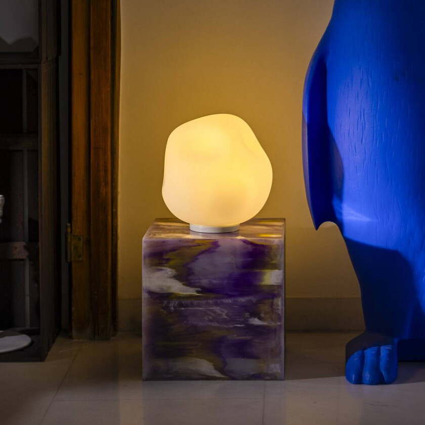 bordlampe Hoba Media, Ø 24 cm, av/på, glass