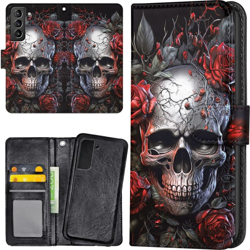 Samsung Galaxy S22 - Lommebok Deksel Skull Roses
