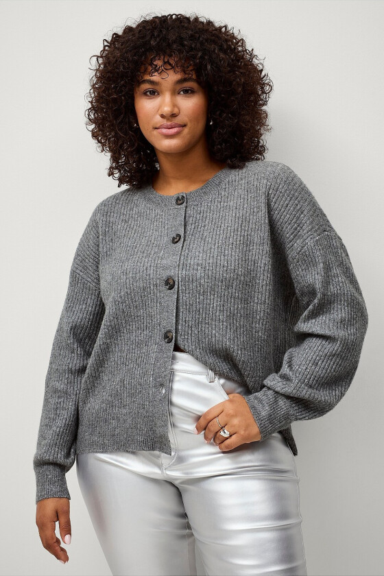 Kardigan cAvista L/S Rib - Grå