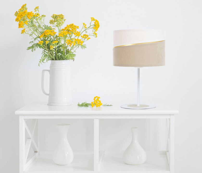 Bordlampe Susan, hvit/beige/gull