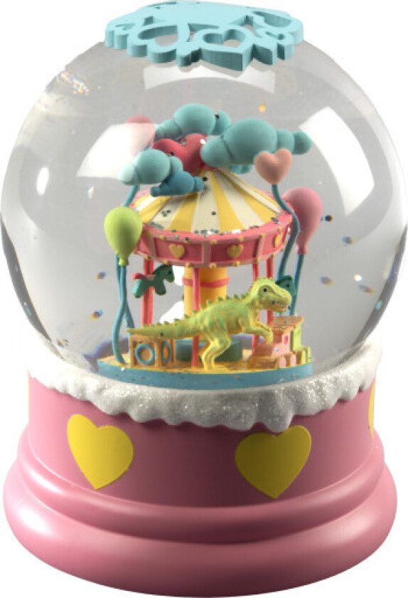 vannfylt LED lanterne dino karusell, varm hvit