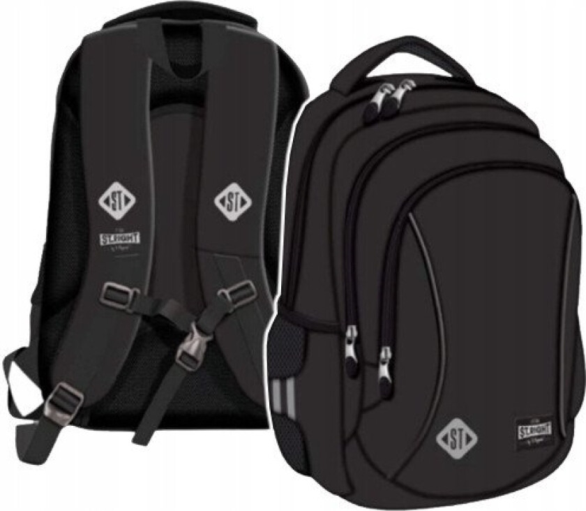 Ryggsekk 29X45x13 1Zam 4Lommer Stright Sort Vintage