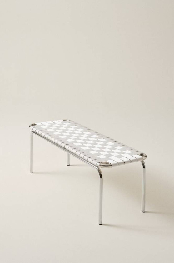 Bilde av BREMEN benk 120 cm Krom/hvit