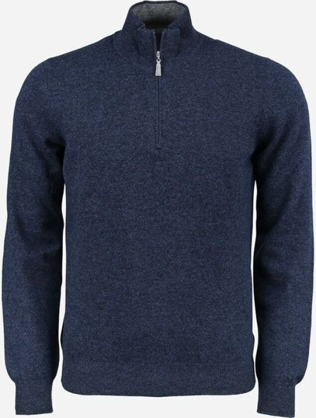 Half Zip Wool-Cashmere - Blue Blå 54