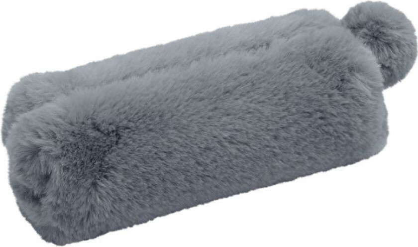 Pennal "Fluffy", Laget Av Plysj, Blågrå Kosete, Med Plysj Pompong På Glidelåsen, - 1 Stk (242 74041)