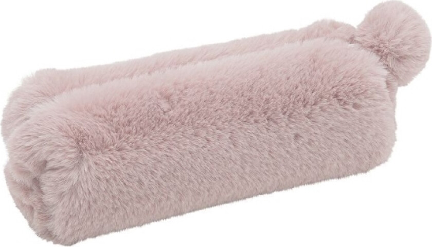 Pennal "Fluffy", Laget Av Plysj, Rosa Kose, Med Plysj Pompong På Glidelåsen, - 1 Stk (242 74009)