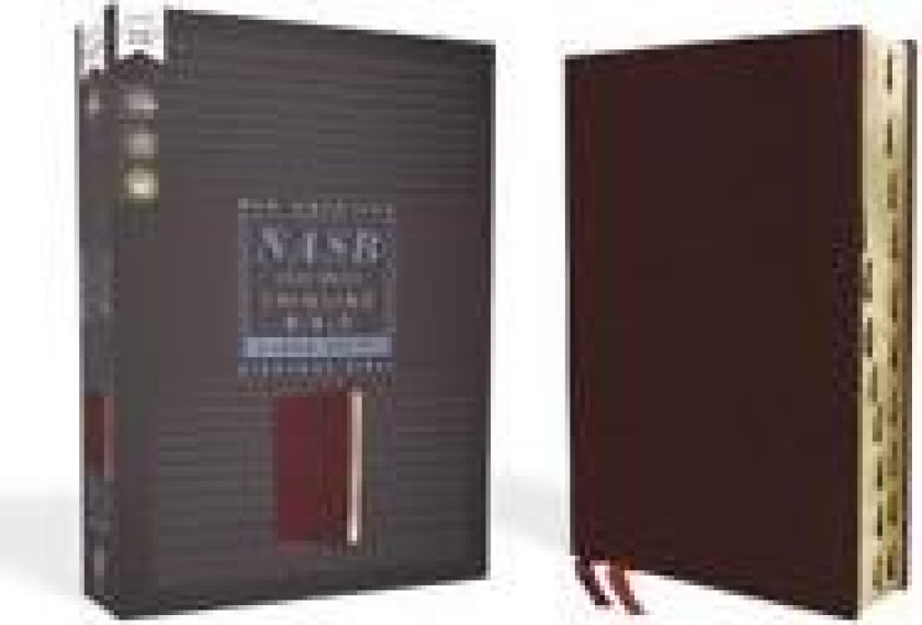 NASB, Thinline Bible, Large Print, Bonded Leather, Burgundy, Red Letter, 1995 Text, Thumb Indexed, Comfort Print