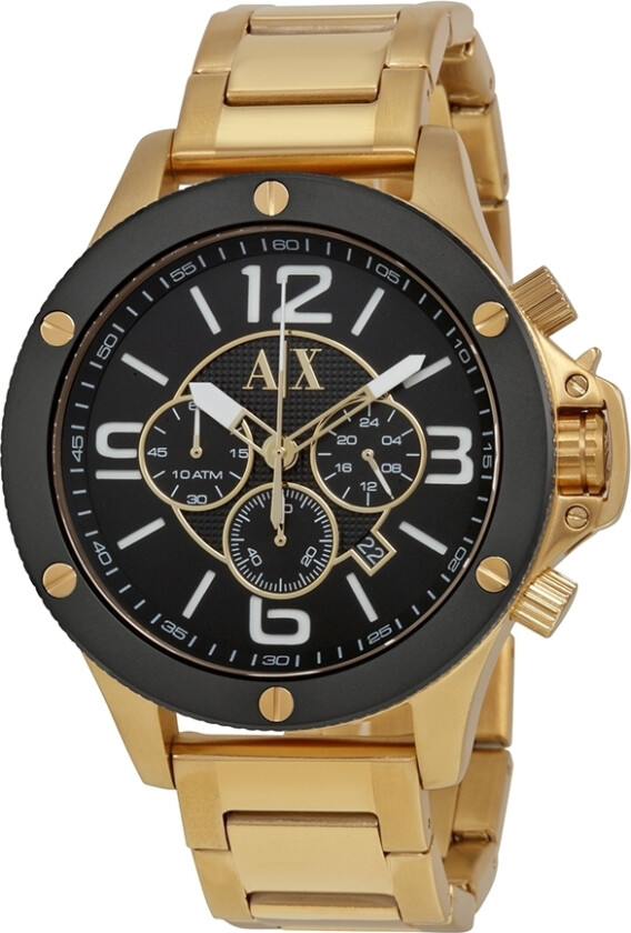 Herreklokke AX1511 Street Sort/Gulltonet stål Ø48 mm