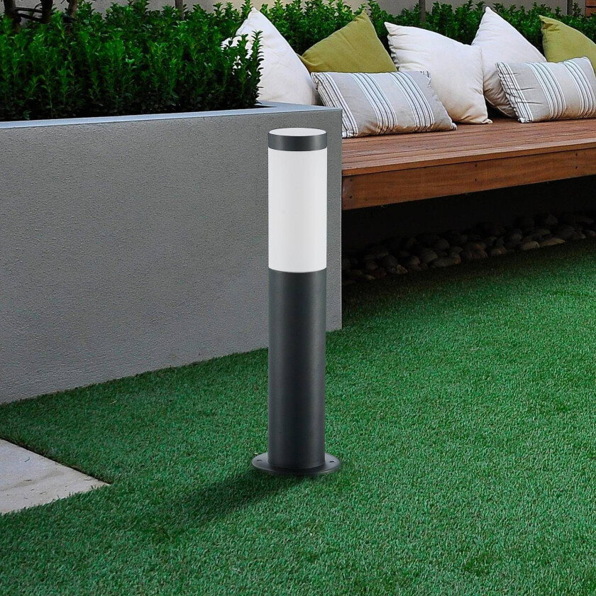 Statius sokkellampe rustfritt stål opal