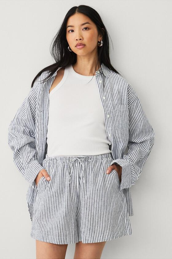Shorts i lin - Blå