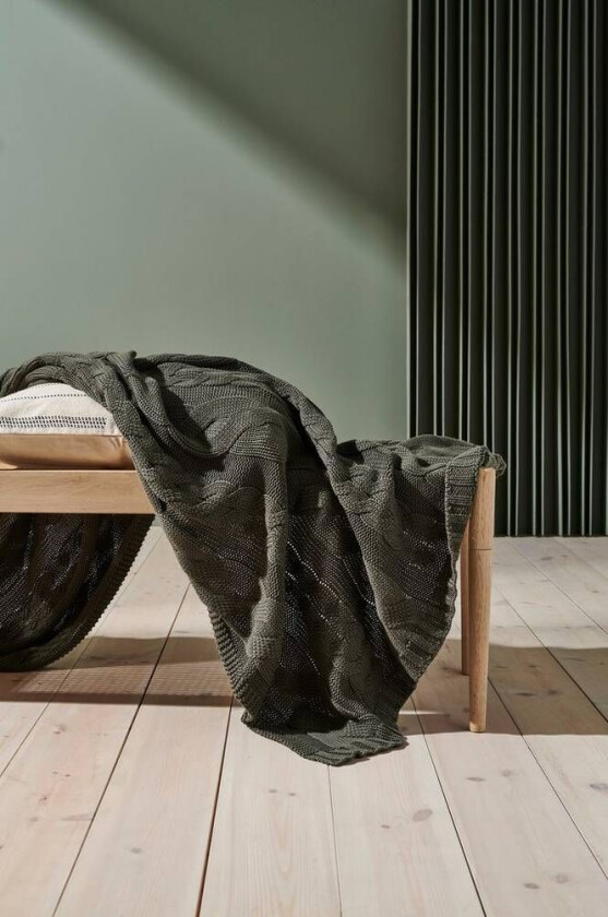 pledd - økologisk Olivengrønn