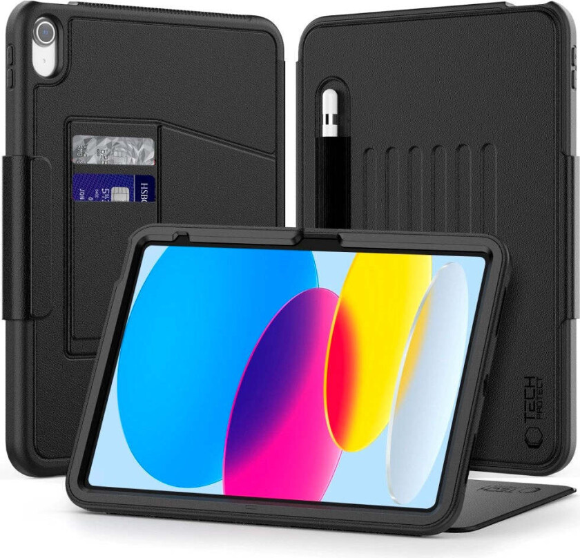 iPad 11" (2025) / iPad 10.9" (2024 / 2022) Tech-Protect Flip Deksel m. Kortholder & Penn Holder - Svart