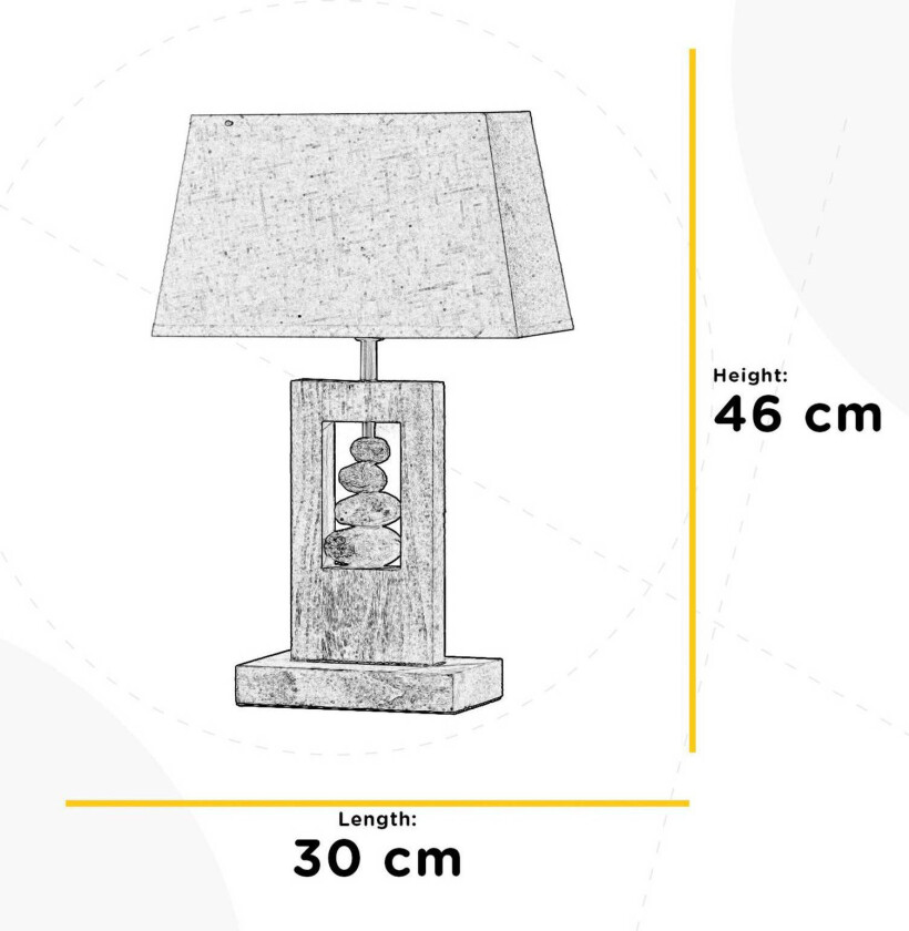 Miriel bordlampe, høyde 46 cm, tekstil, tre