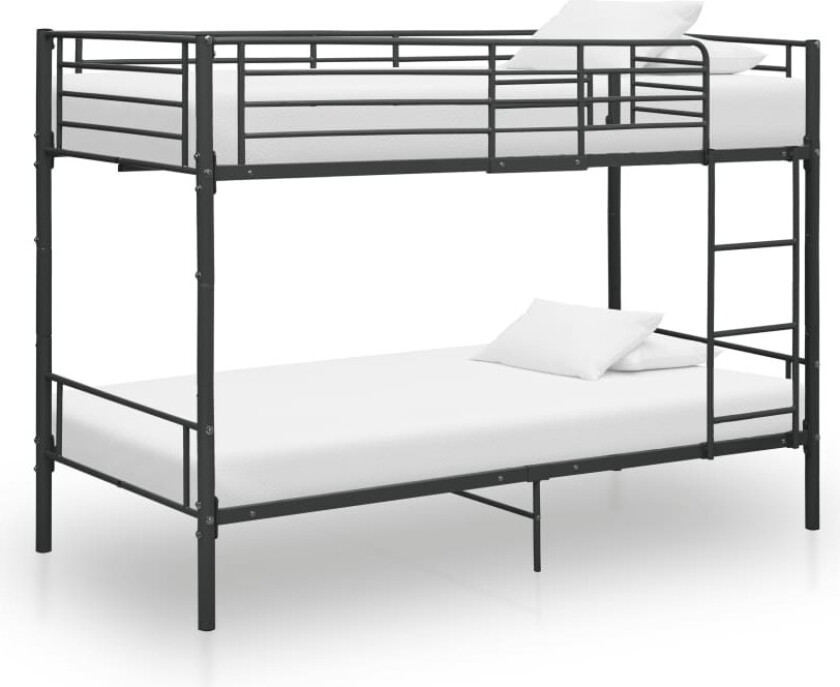 Køyeseng svart metall 90x200 cm