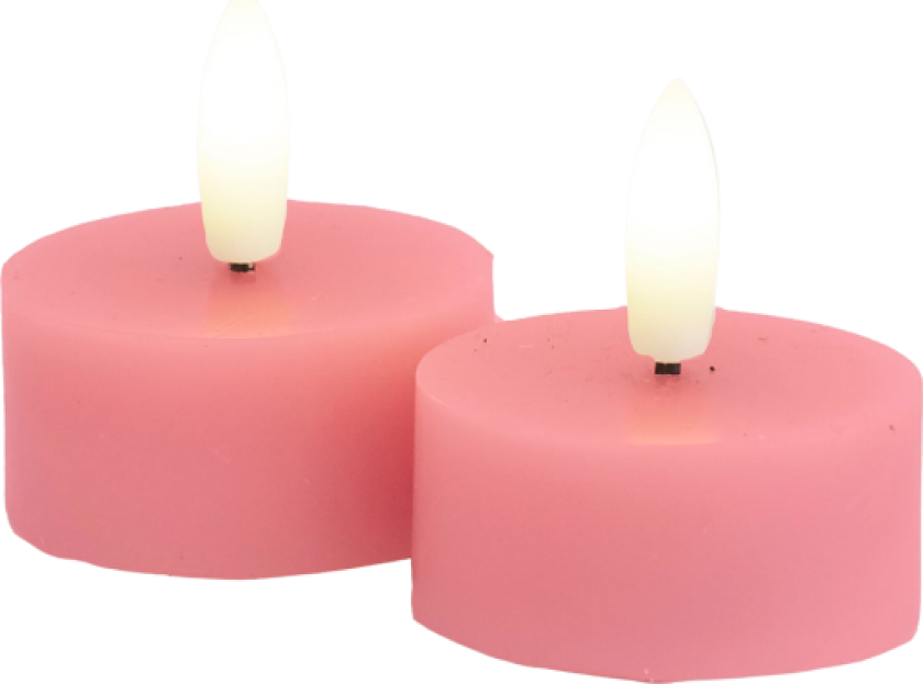 Sille Telys 2 stk. sett, Ø4,5XH2,2cm, Gammel Rose