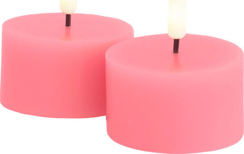 Sille Telys 2 stk. sett, Ø6xH3,4cm, Gammel Rose