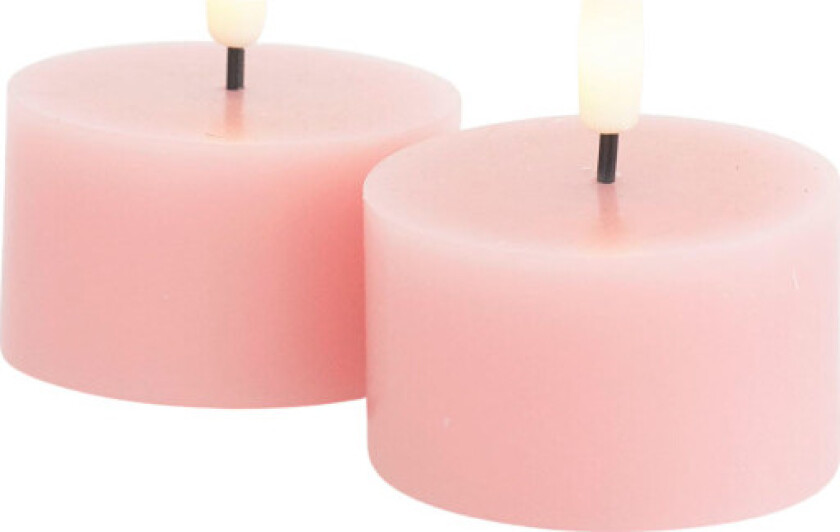 Sille Telys 2 stk. sett, Ø6xH3,4cm, Lys Rosa