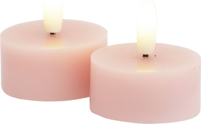 Sille Telys 2 stk. sett, Ø4,5XH2,2cm, Lys Rosa