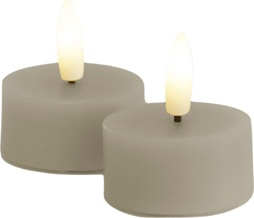 Sille Telys 2 stk. sett, Ø4,5XH2,2cm, Varmgrå
