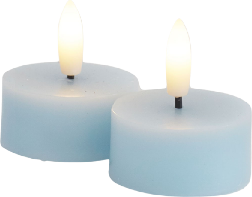 Sille Telys 2 stk. sett, Ø4,5XH2,2cm, Blue Skye
