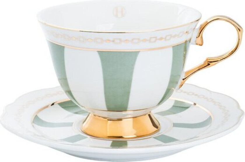 Strisce Salvia kopp med skål 22 cl grønn