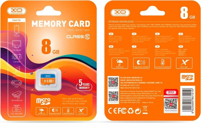 microSD Minnekort 8GB