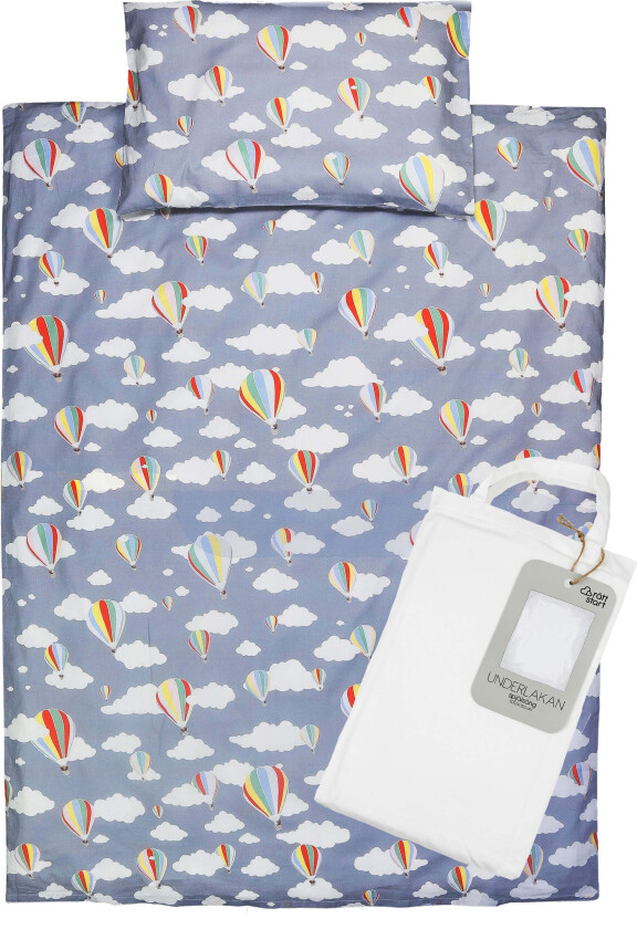 Sengesett Sprinkelseng 100x130 Luftballong 3 Deler, Midnattsblå - Sengesett - Bomull