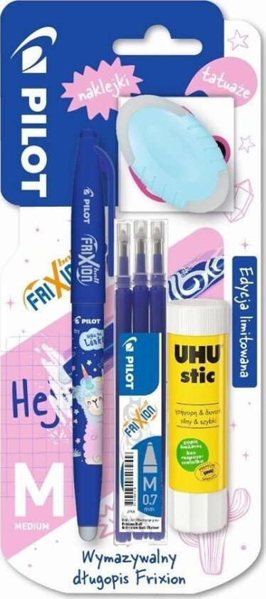 Pilot Frixion Kulepenn Lenka Limited Edition Blå+Frixion Blå Refill X3+Limstift 8G+ Viskelær